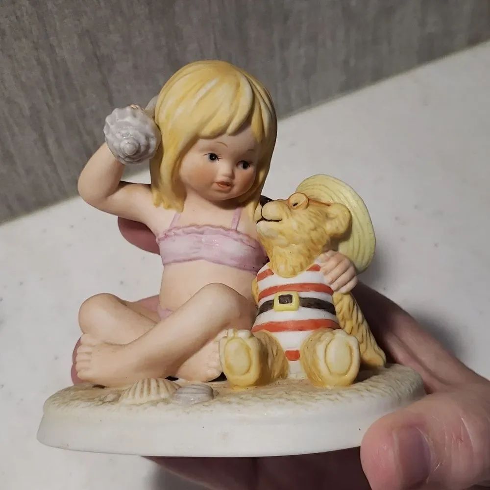 Vintage Lenox Teddy and Tiny Tots Porcelain Figurine "Teddy Goes to the Beach"